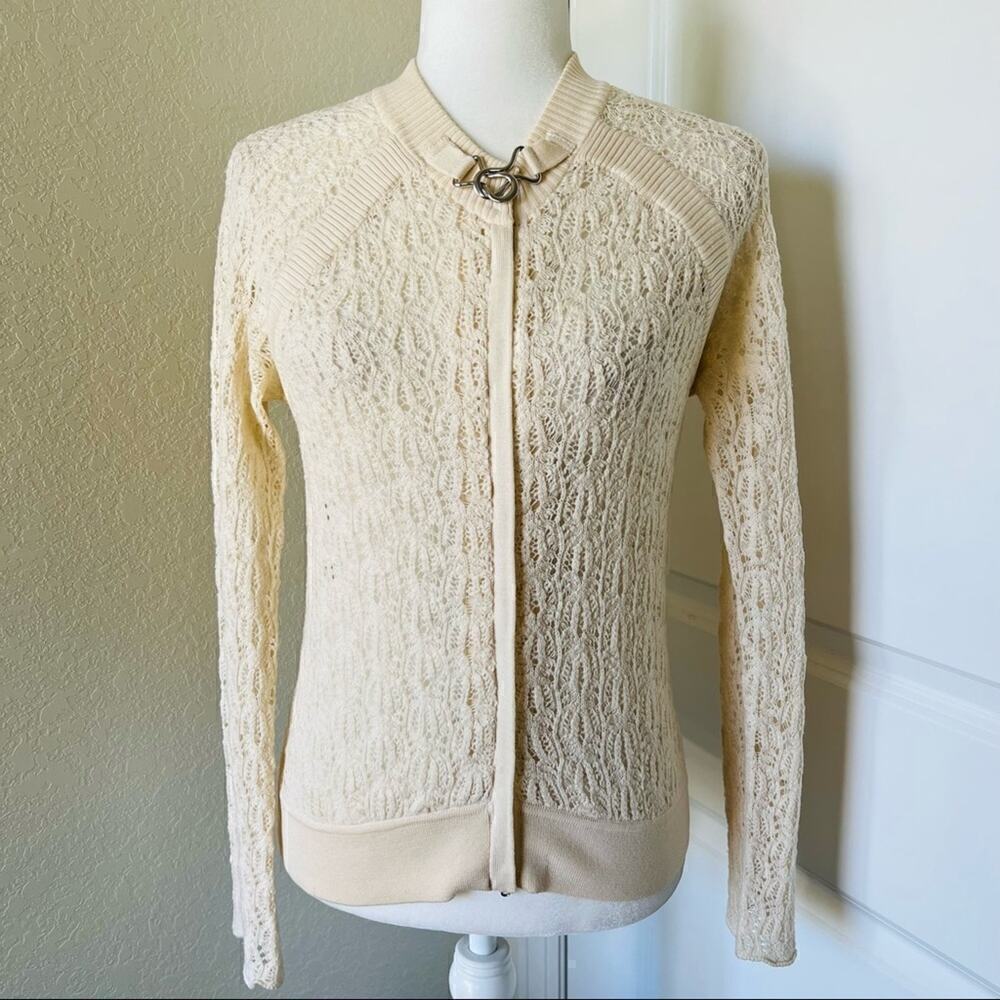 Lisli Vintage Crochet Zip Front Cardigan